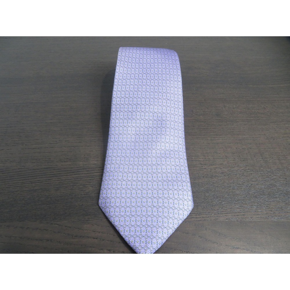 Andover Shop Tie Mens Purple Geometric Pattern Made In England Classic Luxury